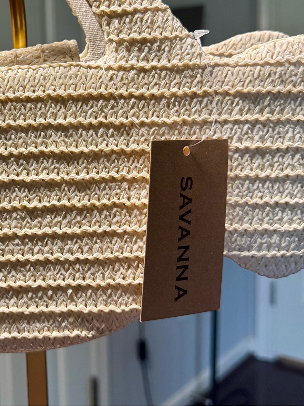 NWT Savanna Woven Straw Fish Handbag Top Handle Clutch Beige - Picture 4 of 4